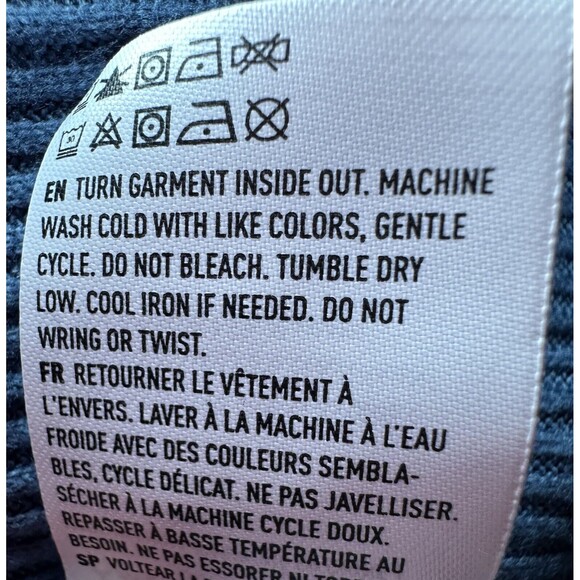 AMERICAN EAGLE‎ Lettuce Cut Ribbed Crop Long Sleeve Blue Shirt Women's LARGE NWT - Picture 7 of 11